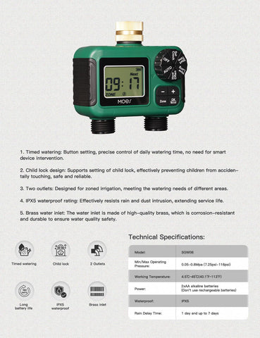MOES sprinkler timer with 3-year support ensures long-term reliable irrigation