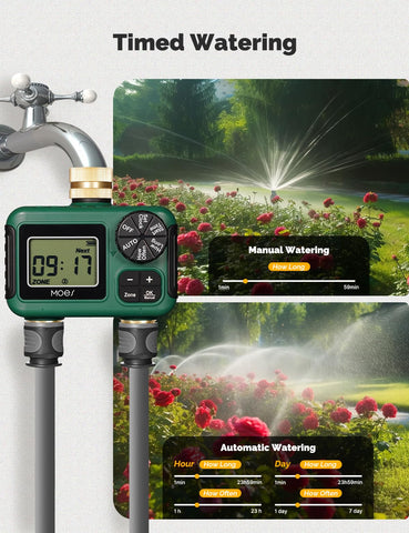 MOES rain delay function helps conserve water by skipping unnecessary watering.