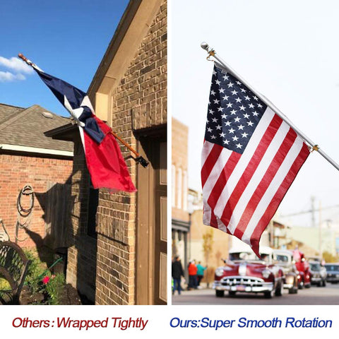 MOFEEZ 360-degree rotation rings prevent tangles during outdoor use on flagpoles.
