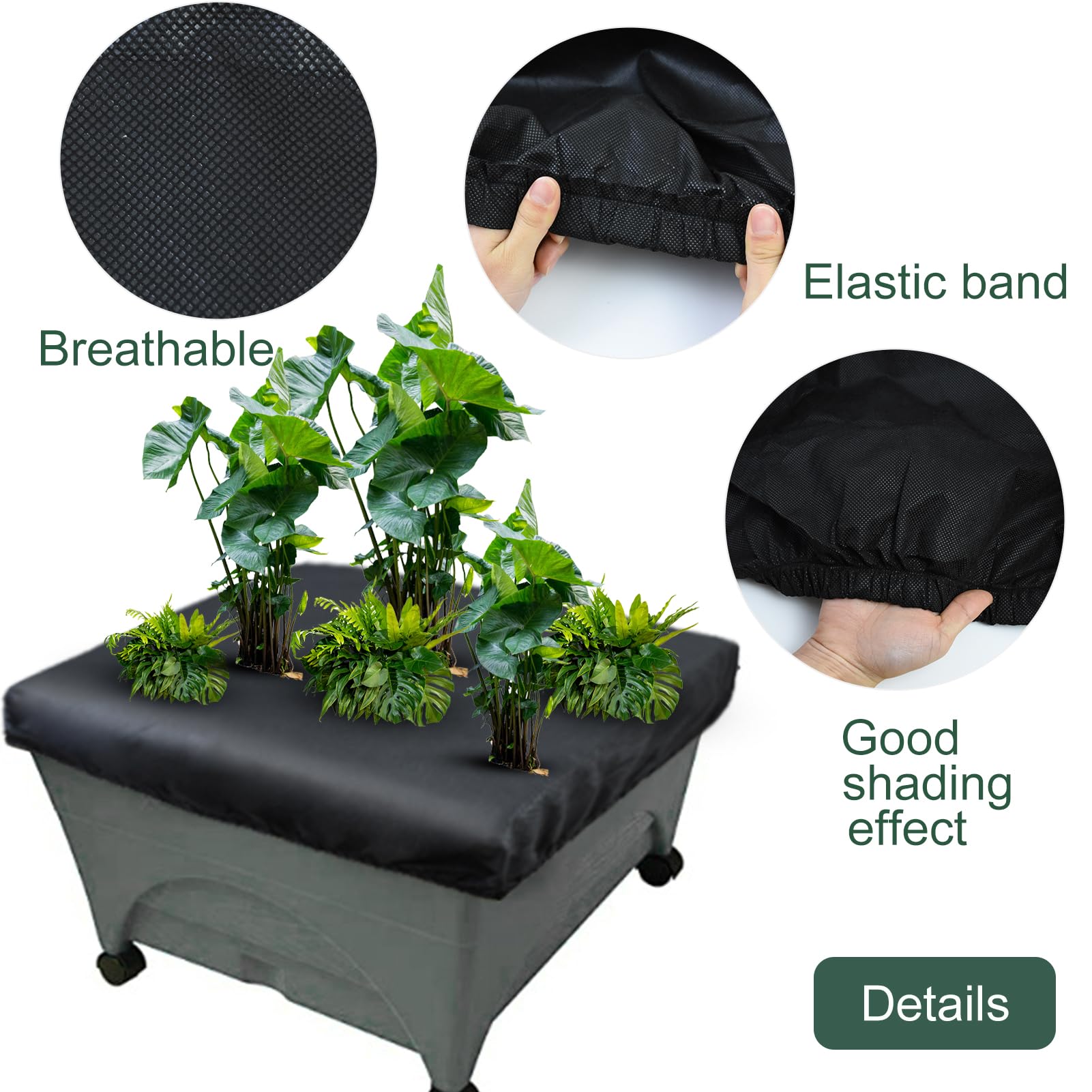 Mofuiry mulch cover with elastic edge ensures easy, secure fit on city planters.