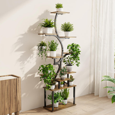 Mogaath 9-tier S-shaped plant stand maximizes vertical space in living areas