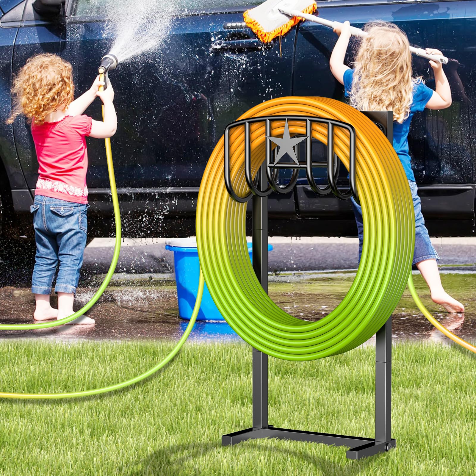 Mogaath hose stand enhances curb appeal while organizing hoses.