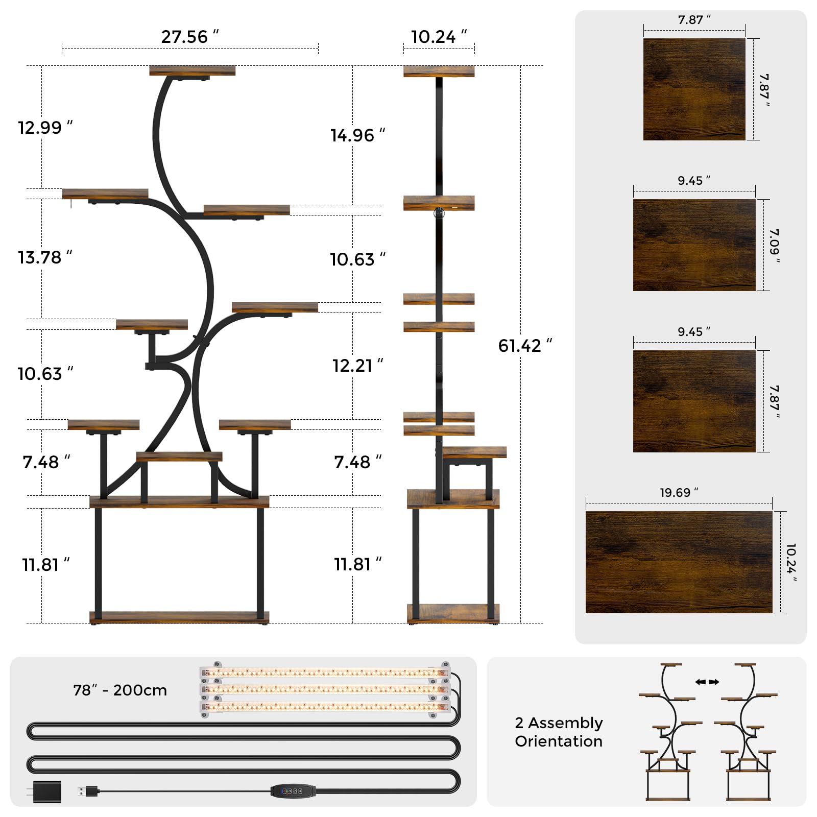 Mogaath rust-resistant iron frame provides durable support for heavier plants
