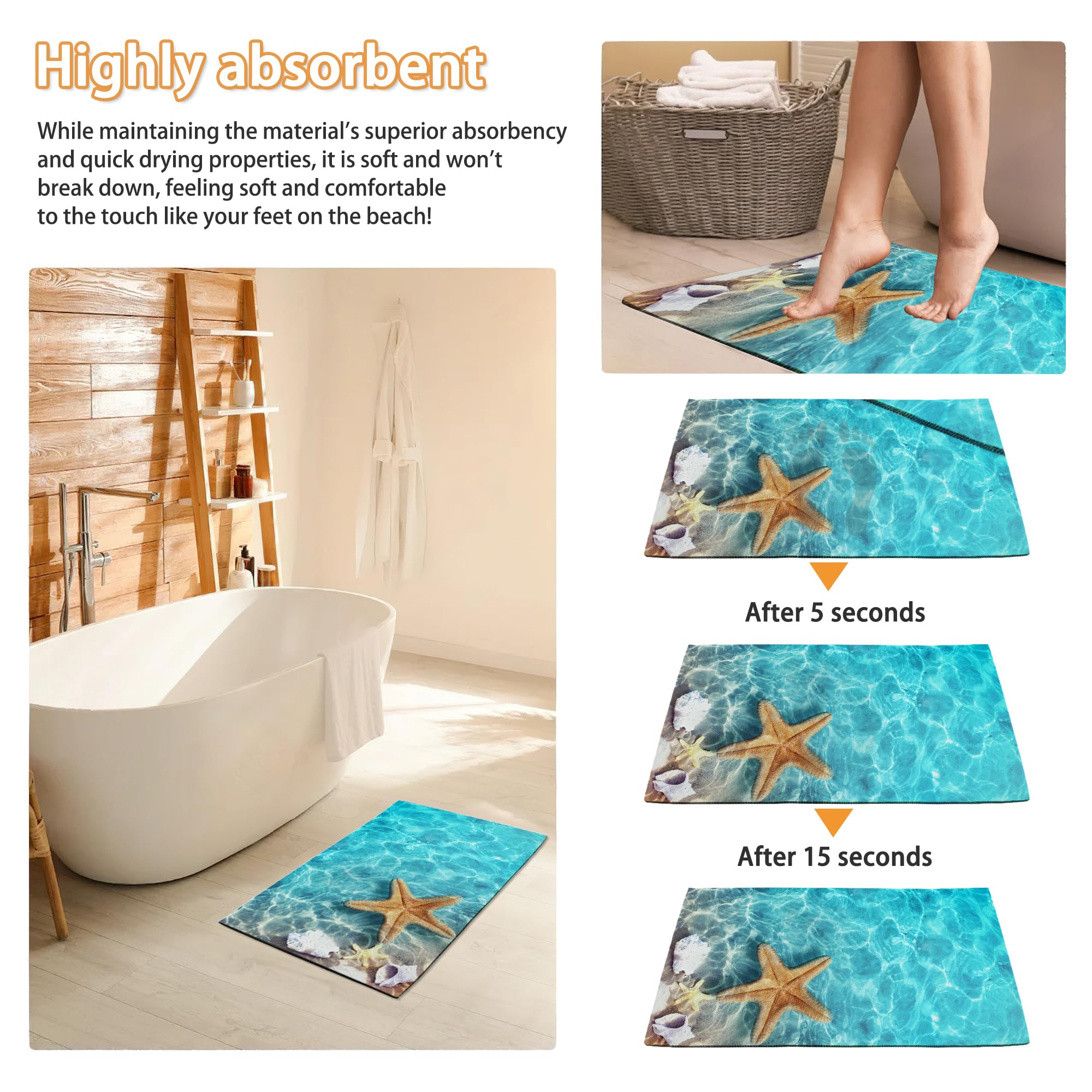 Mogifedc Starfish Seashell Door Mat durable polyester and felt blend
