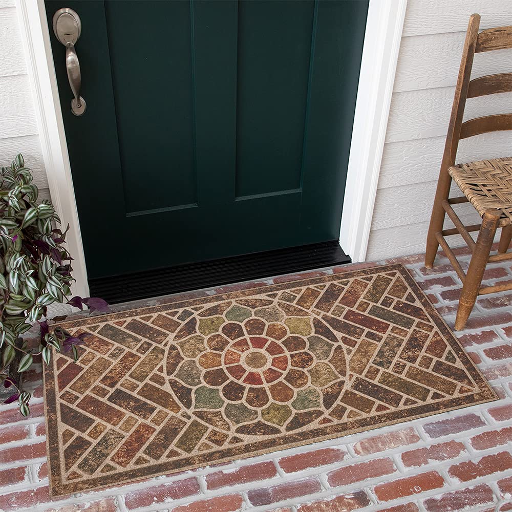 Mohawk Home entryway doormat with ornamental brick brown design enhances curb appeal