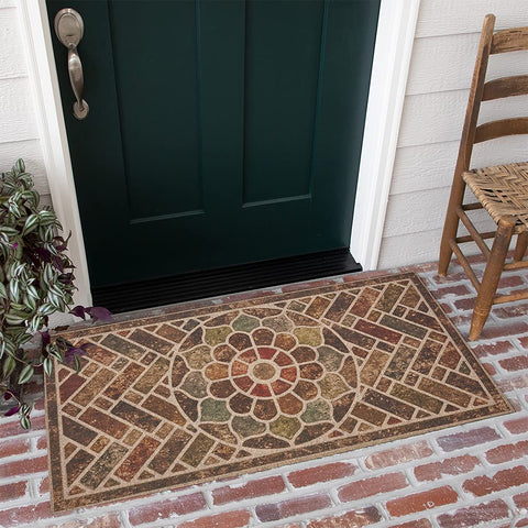 Mohawk Home entryway doormat with ornamental brick brown design enhances curb appeal