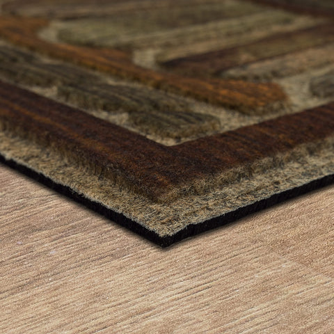 Mohawk Home entryway doormat Boardwalk Path Chestnut adds warm color to entrances.
