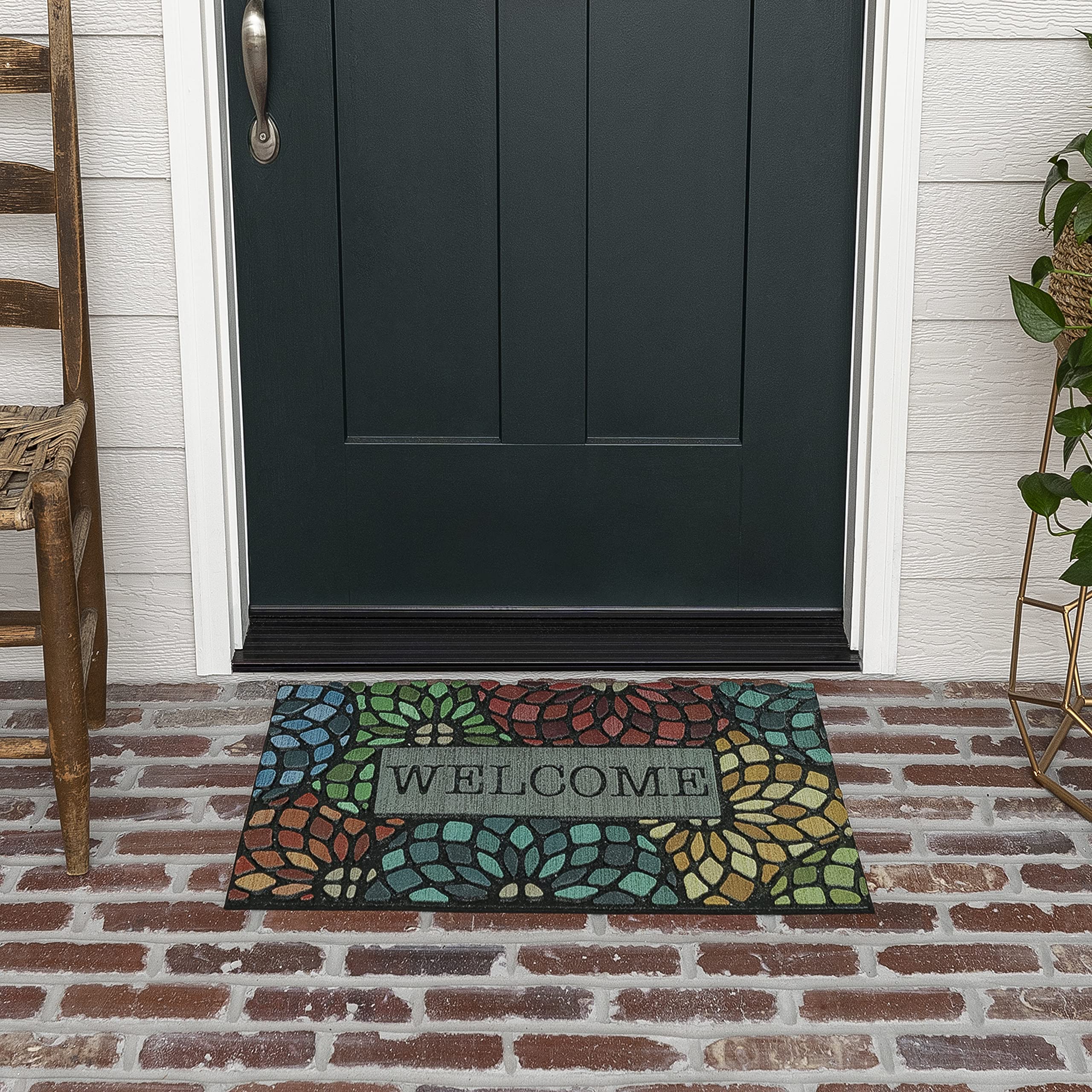 Mohawk Home welcome stained glass floret mat for stylish entryways and dirt control