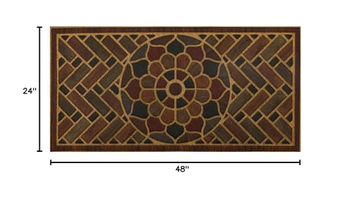 Mohawk Home Medallion Grain door mat back rubber grip prevents slipping.