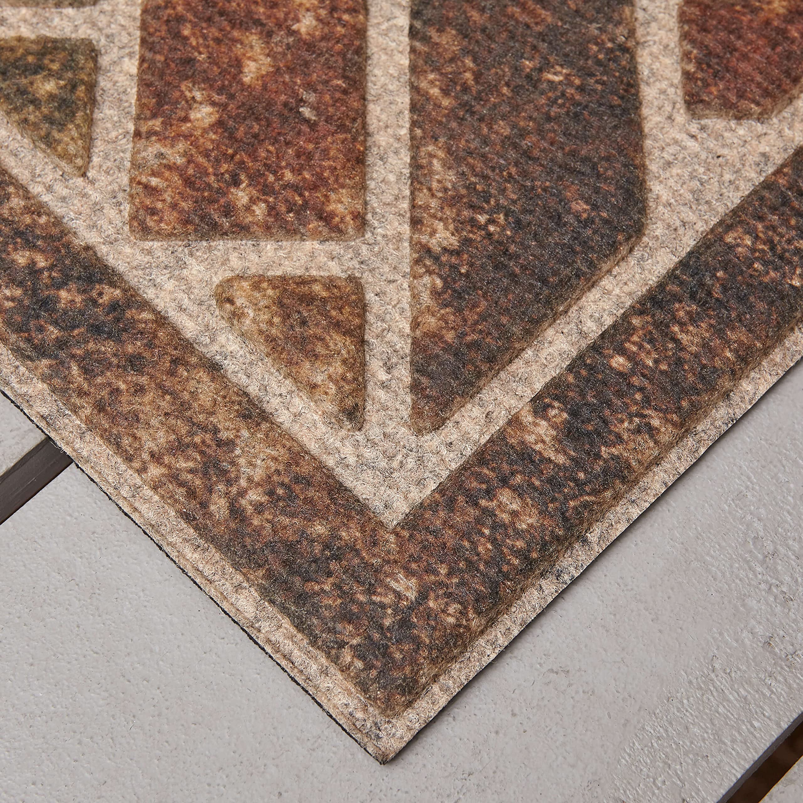 Mohawk Home doormat features rubber backing for extra grip on hard floors