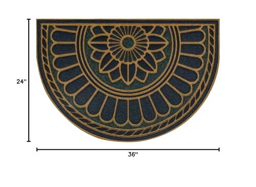 Mohawk Home Swirl Denim Blue door mat traps dirt to keep interiors clean