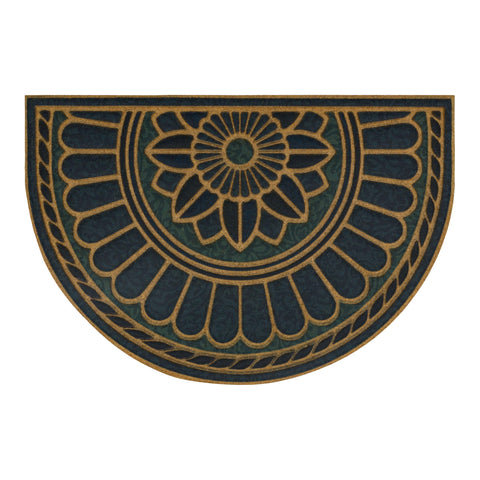 Mohawk Home Swirl Denim Blue door mat with grooved surface removes debris at entry