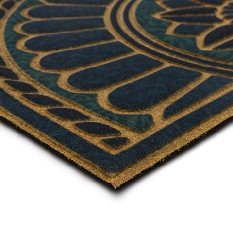 Mohawk Home Swirl Denim Blue door mat low-profile design eases door passage