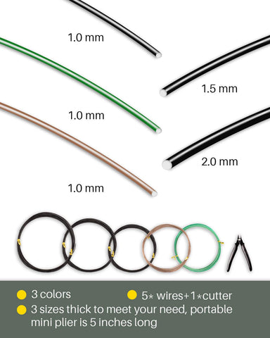 MoHern 1-5mm black bonsai wire roll hides within plants.