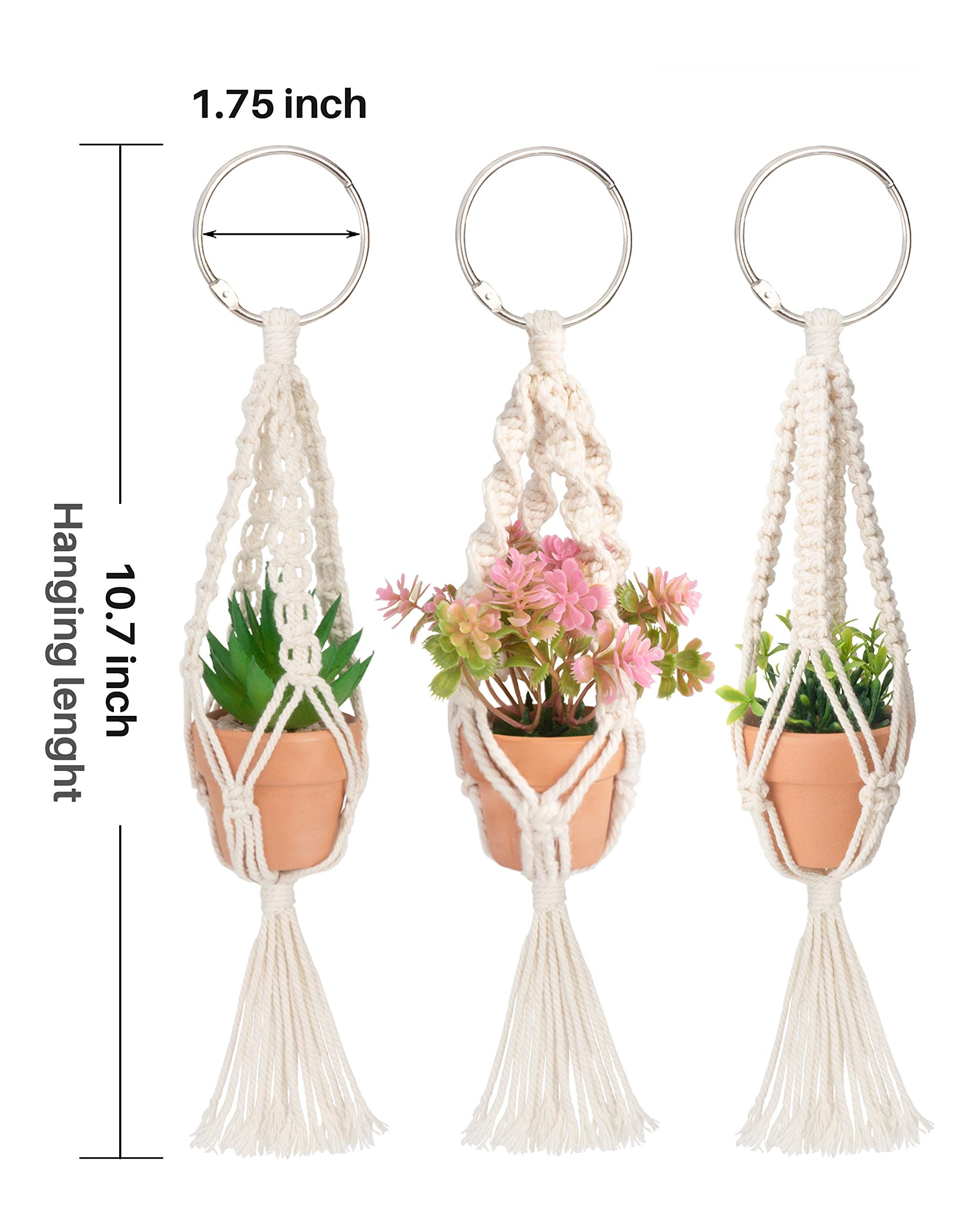 MoHern macrame hanger with terra cotta pots adds boho charm