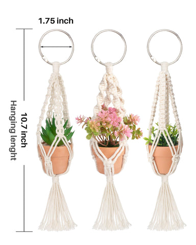 MoHern macrame hanger with terra cotta pots adds boho charm