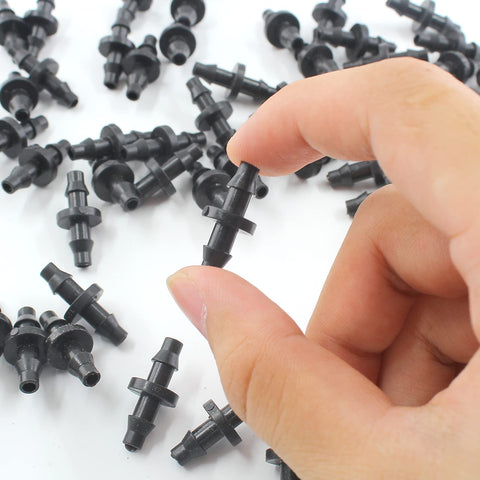 Moicstiy barbed irrigation connector withstands pressure for reliable tubing fit.
