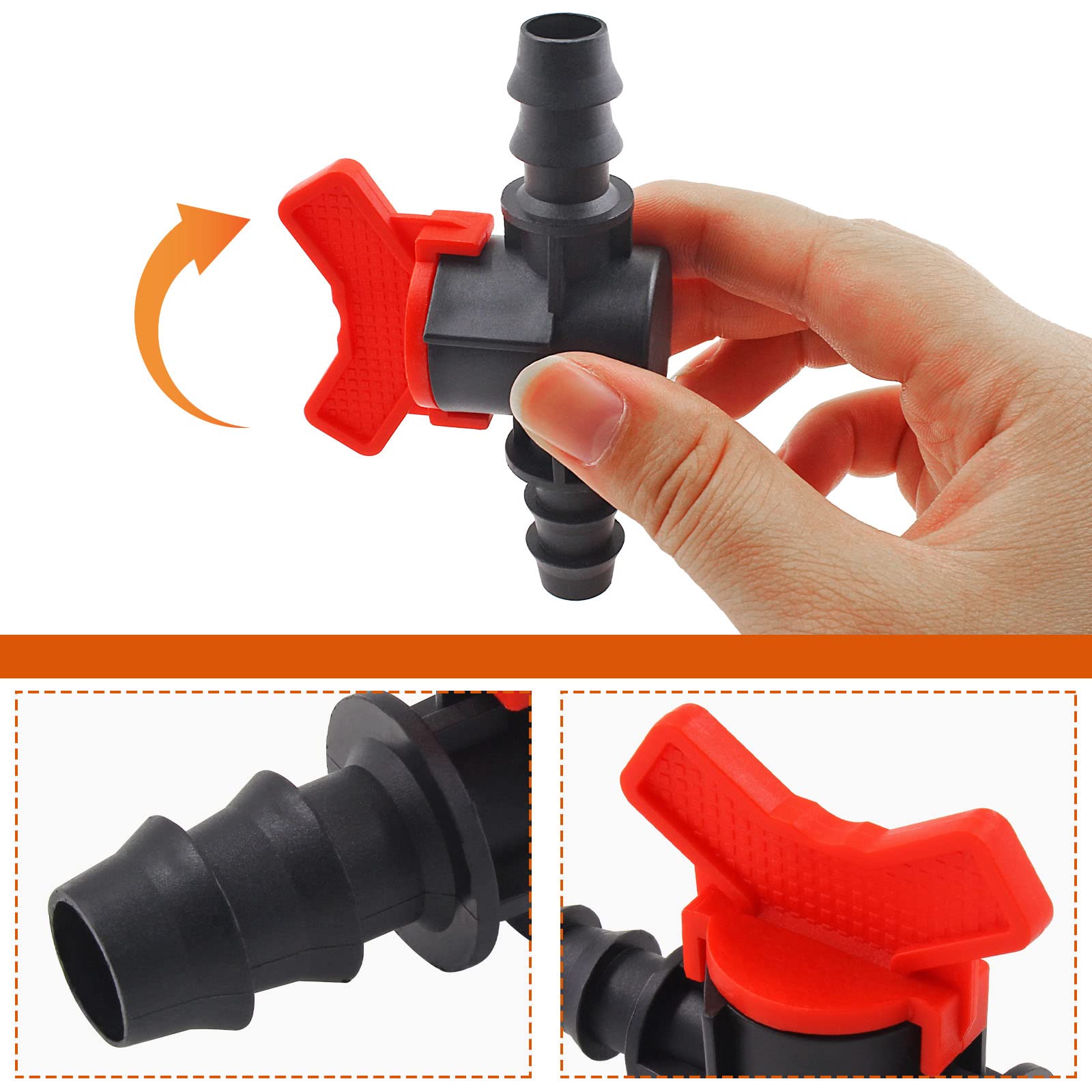 Moicstiy barbed tubing connection ensures secure, leak-free fit.
