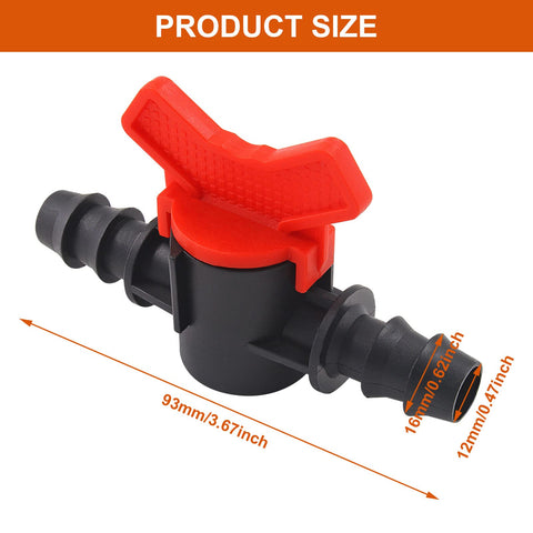 Moicstiy red-handle valve close-up showing easy flow control.