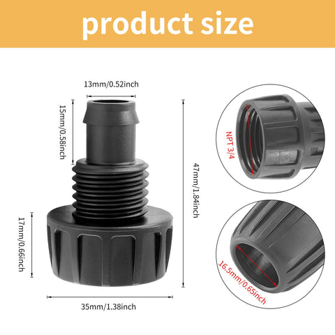 Moicstiy garden faucet hose adapter connects 3/4 in fittings for easy irrigation setup.