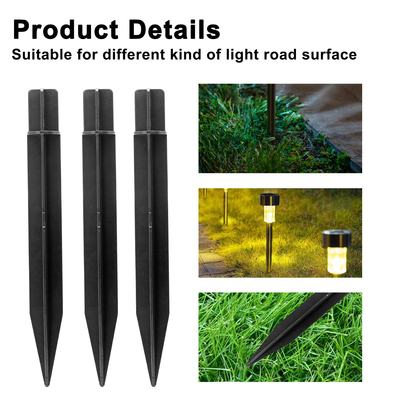 Moicstiy stake in pathway use for versatile outdoor lighting across surfaces.