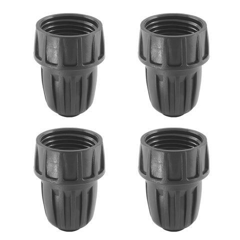 Moicstiy locking garden hose adapter keeps tubing securely in place.