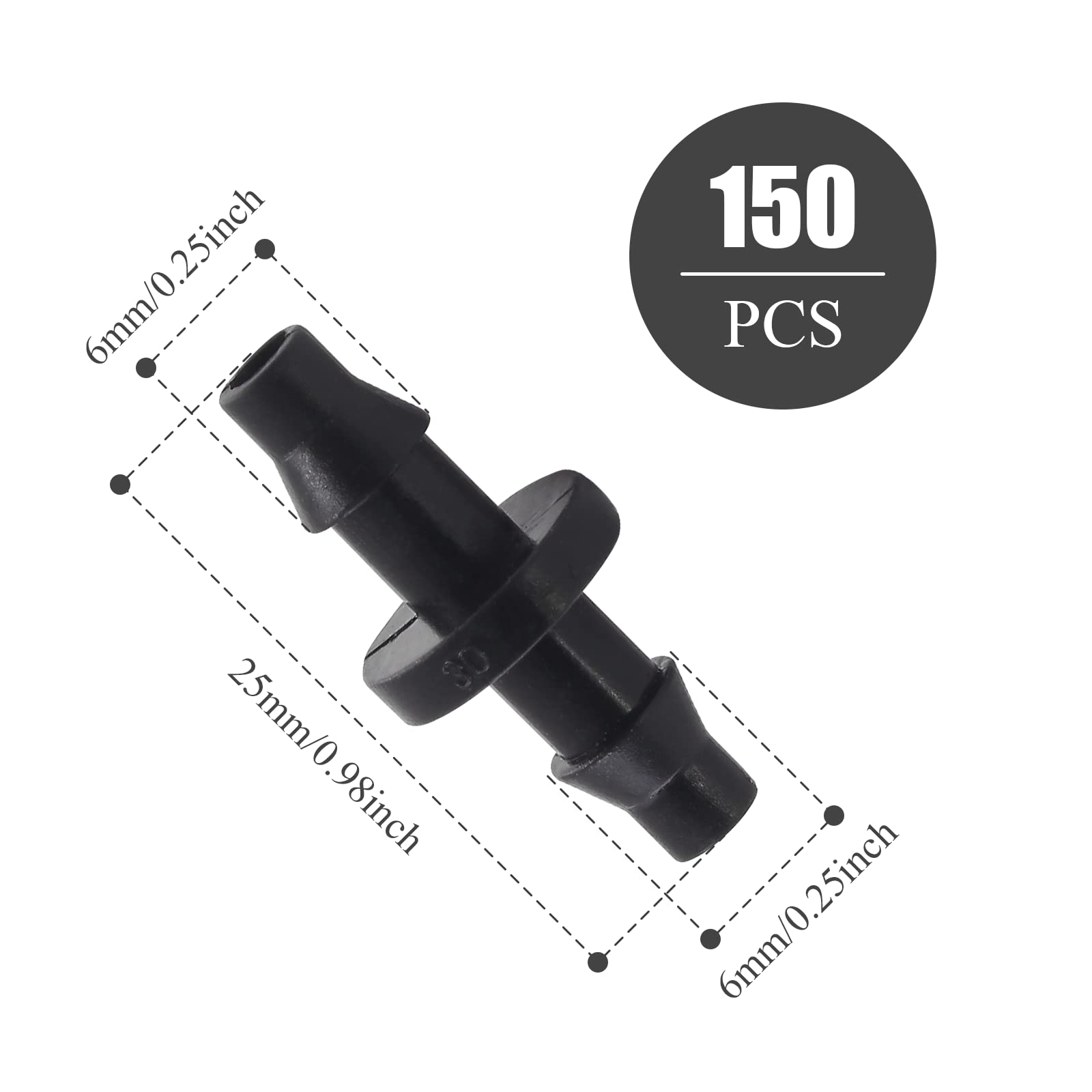 Moicstiy straight coupling for drip tubing provides a snug, slip-free connection.
