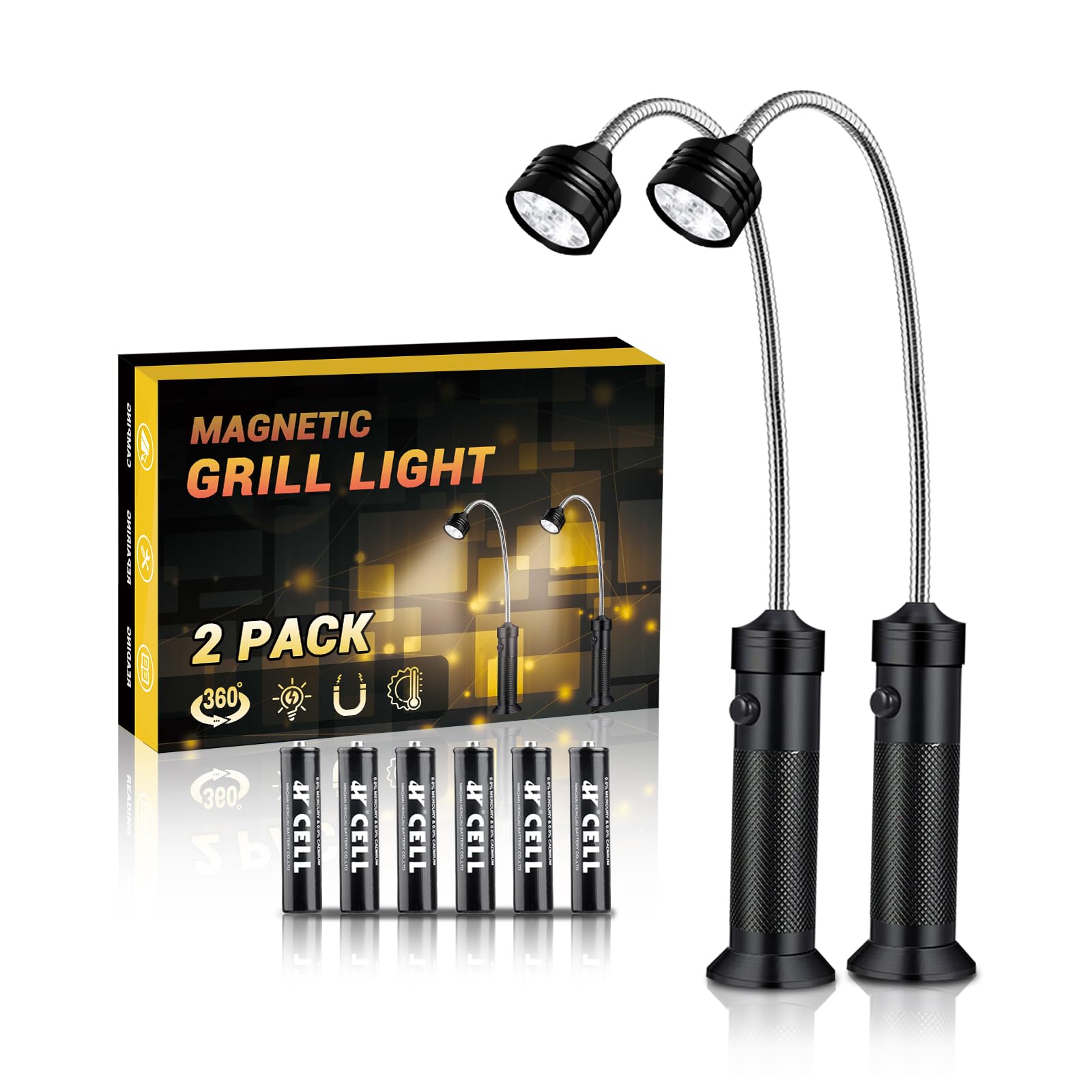 MOIPEJO BBQ Grill Light with 9 LEDs brightens the grill for precise nighttime cooking.