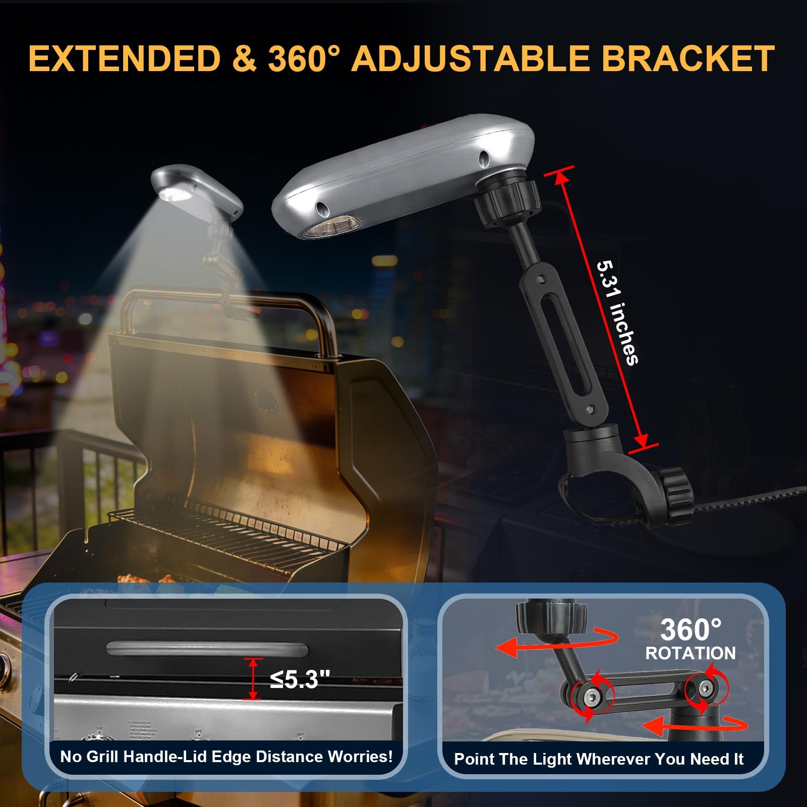 MOIPEJO grill light COB LED offers brighter, wider illumination of the grilling area.