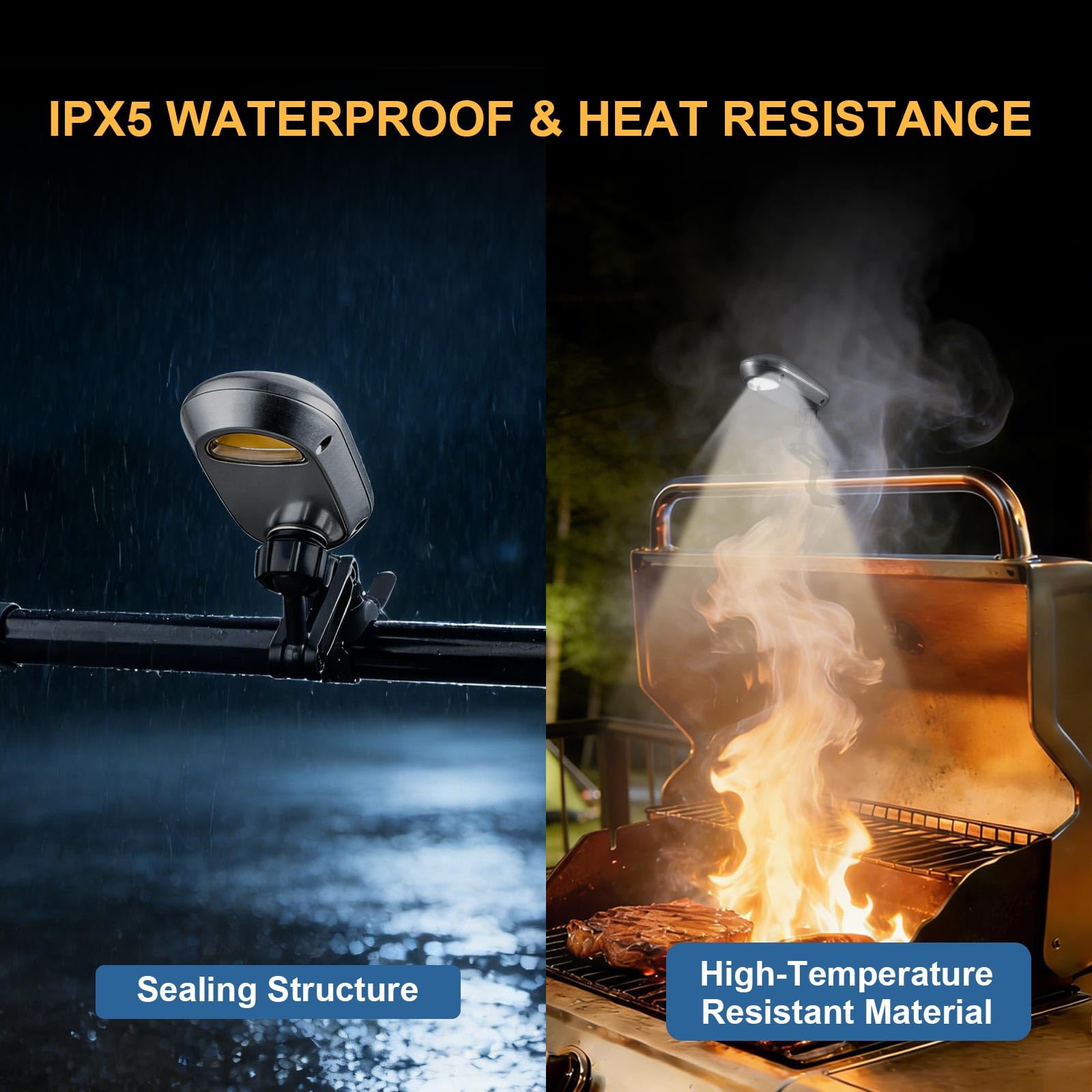 MOIPEJO grill light multi-use design serves as camping or emergency light.