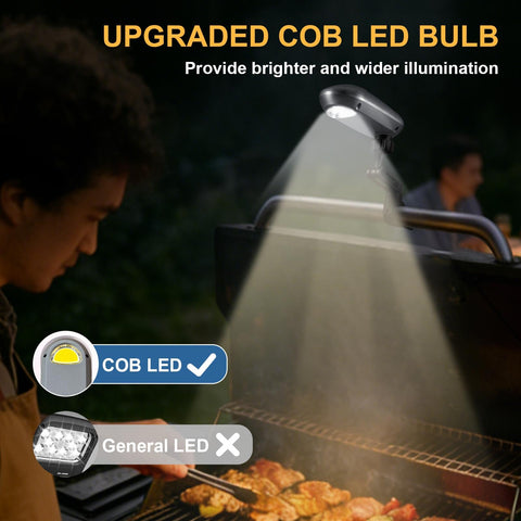 MOIPEJO grill light tilt sensor auto-on when opening the lid for seamless lighting.