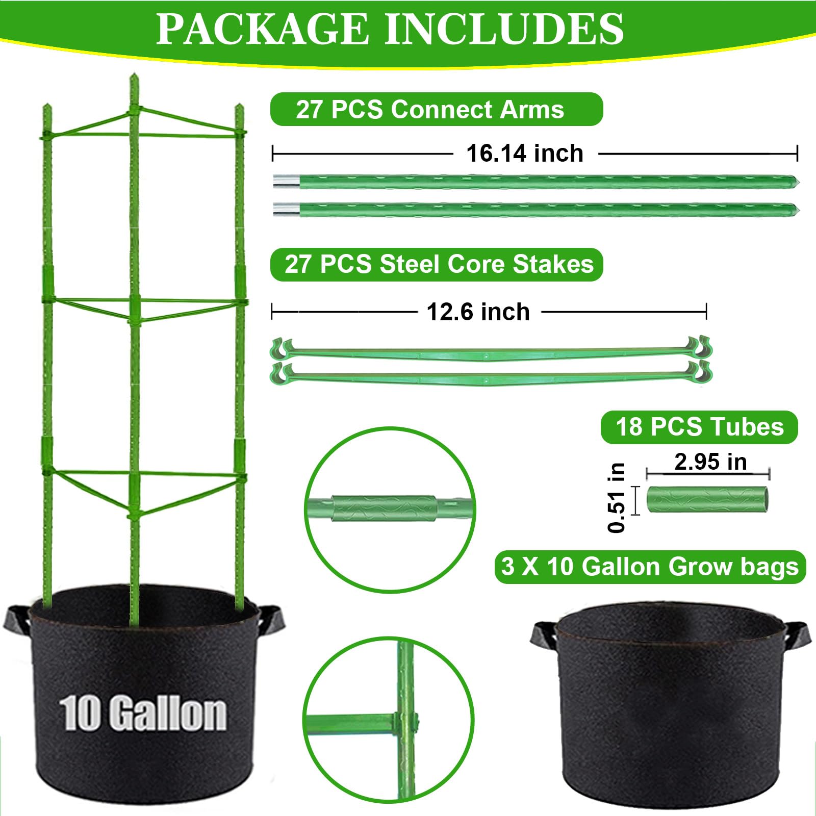 Moirsunt 48-inch height supports climbing plants with modular layers