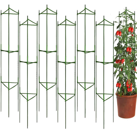 Moirsunt tomato cage triangular frame up to 4 feet supports vertical growth.