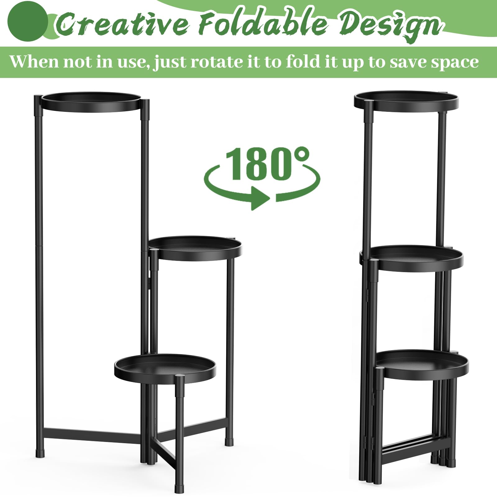 MOKANI folding corner shelf helps plants receive sunlight with space.