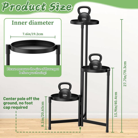 MOKANI plant stand shows a sturdy triangular frame with protective round foot pads.