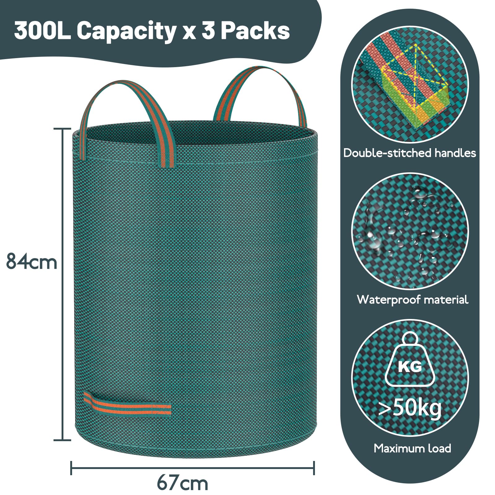MOKANI yard waste bags standing with reinforced handles for stability