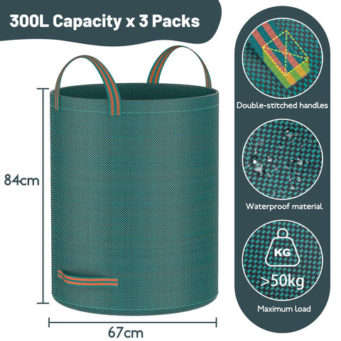 MOKANI yard waste bags standing with reinforced handles for stability