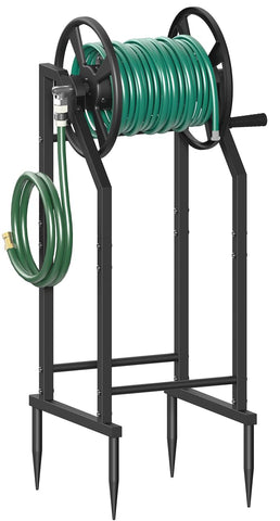 Mokeyder 4-spike hose reel with leader hose for tidy outdoor watering