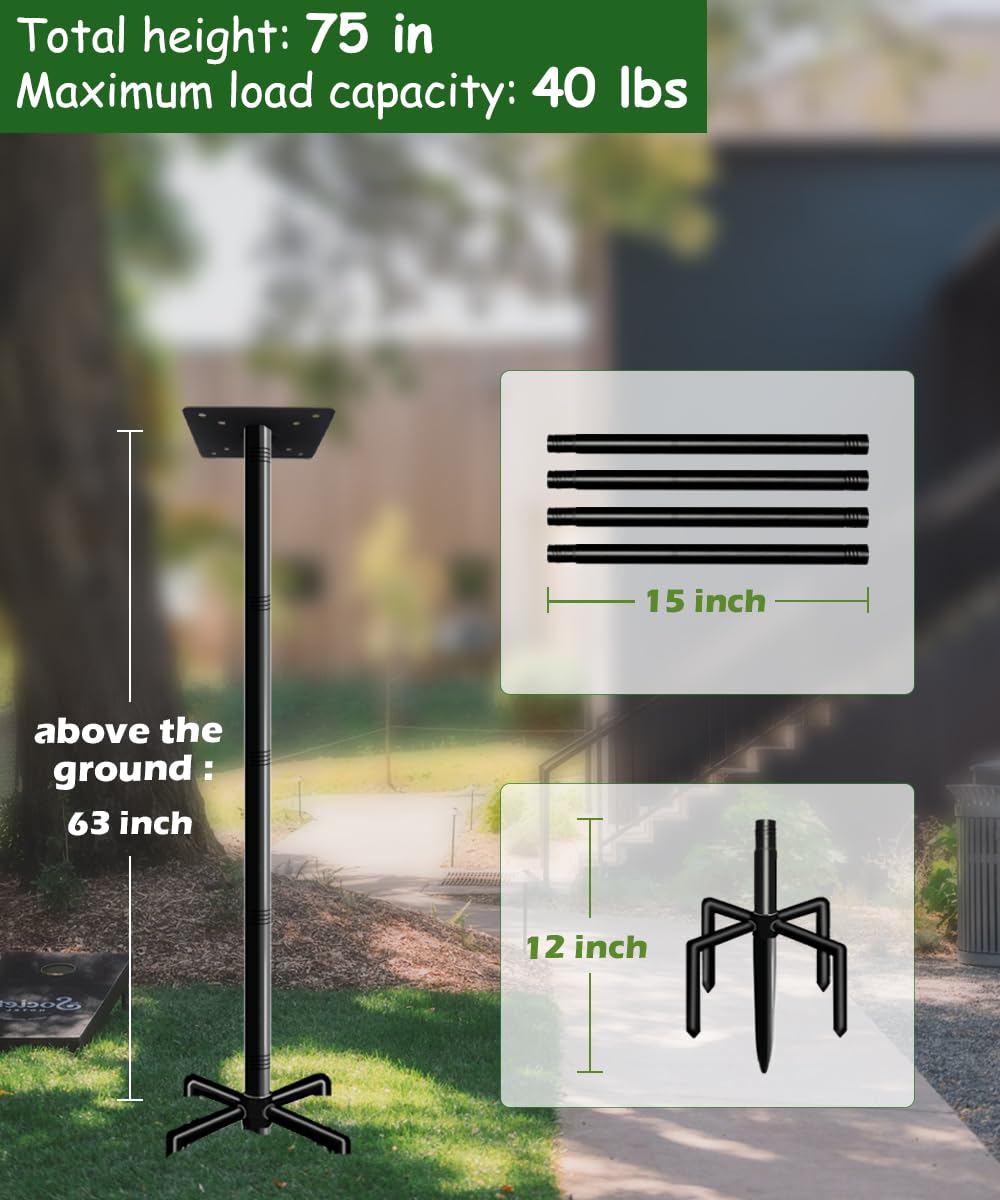 Mokeyder 75-inch pole height enables elevated feeding and better visibility.