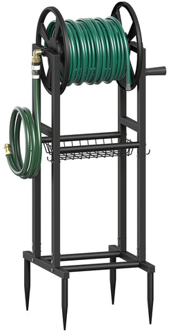 Mokeyder freestanding hose reel holds 125ft of 5/8in hose for easy watering