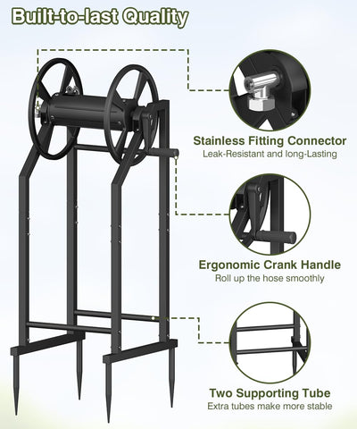 Mokeyder large capacity stand supporting up to 150 ft of hose