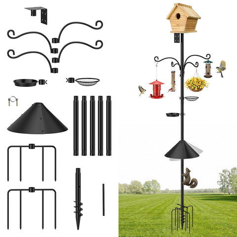 MoKo bird feeder pole with 92-inch height and 9-prong base offers sturdy outdoor support.