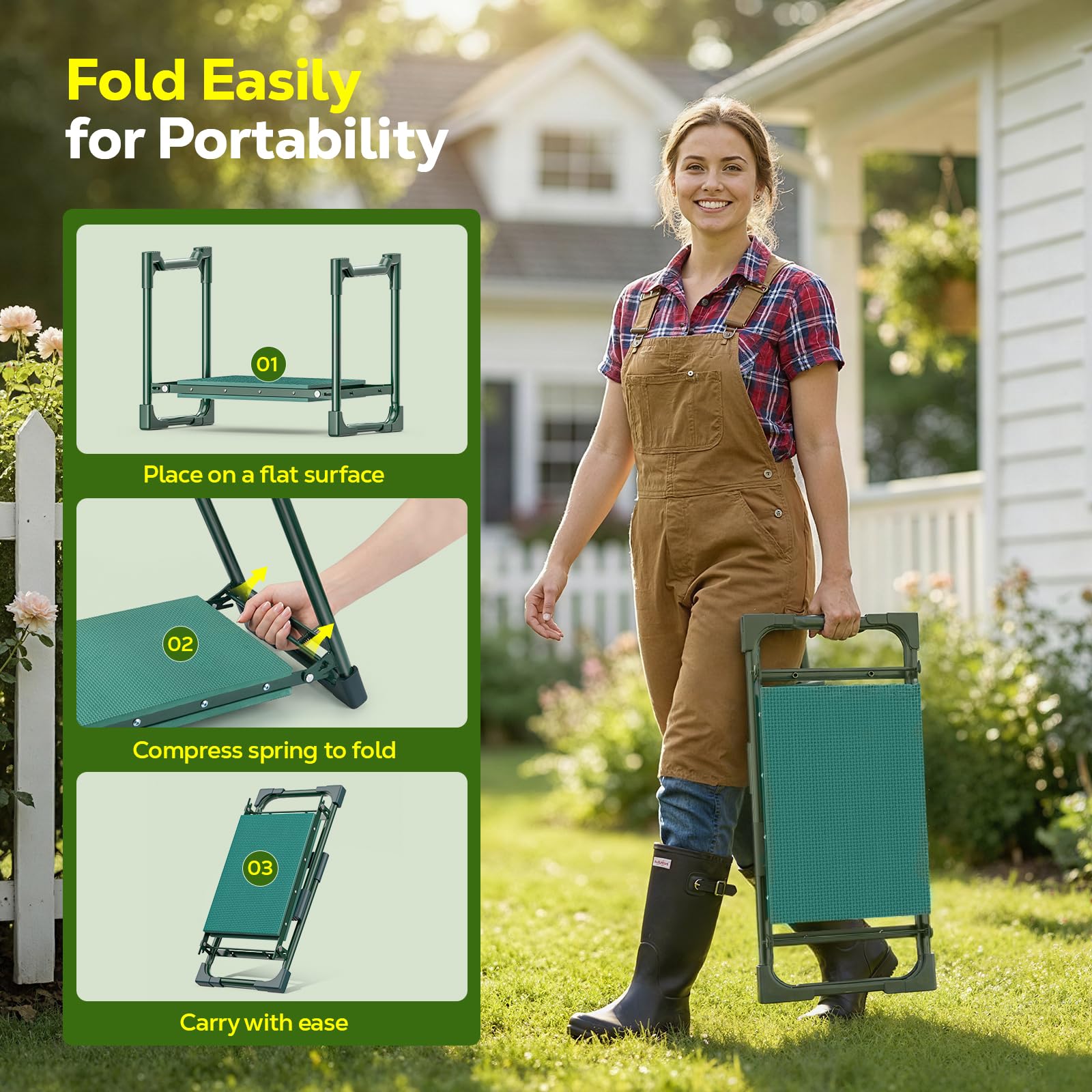 MoKo garden kneeler with large tool bag for quick access.