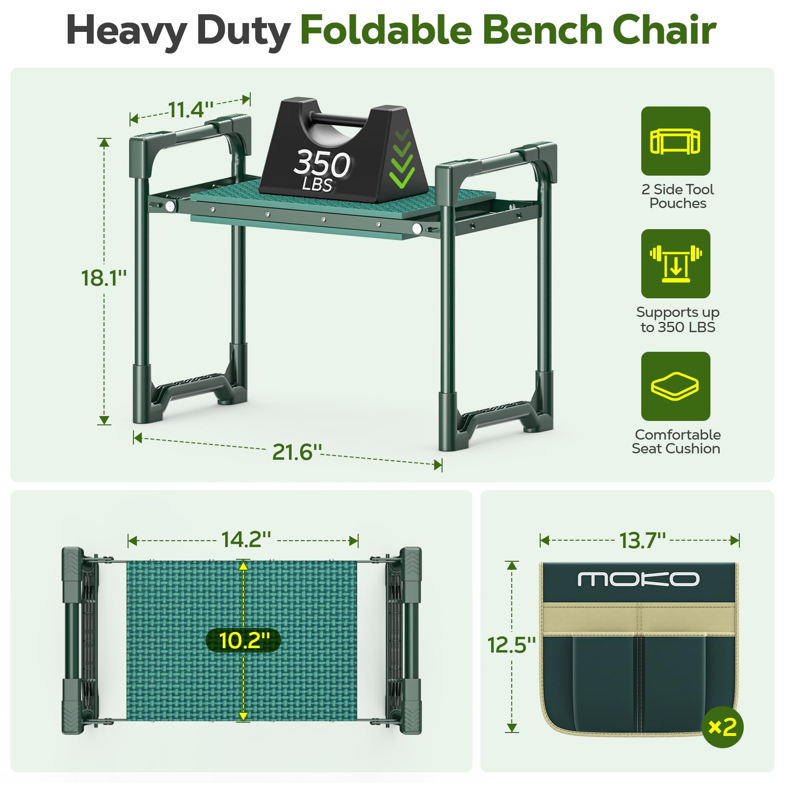 MoKo garden kneeler with wide 14x10 seat for extra comfort.