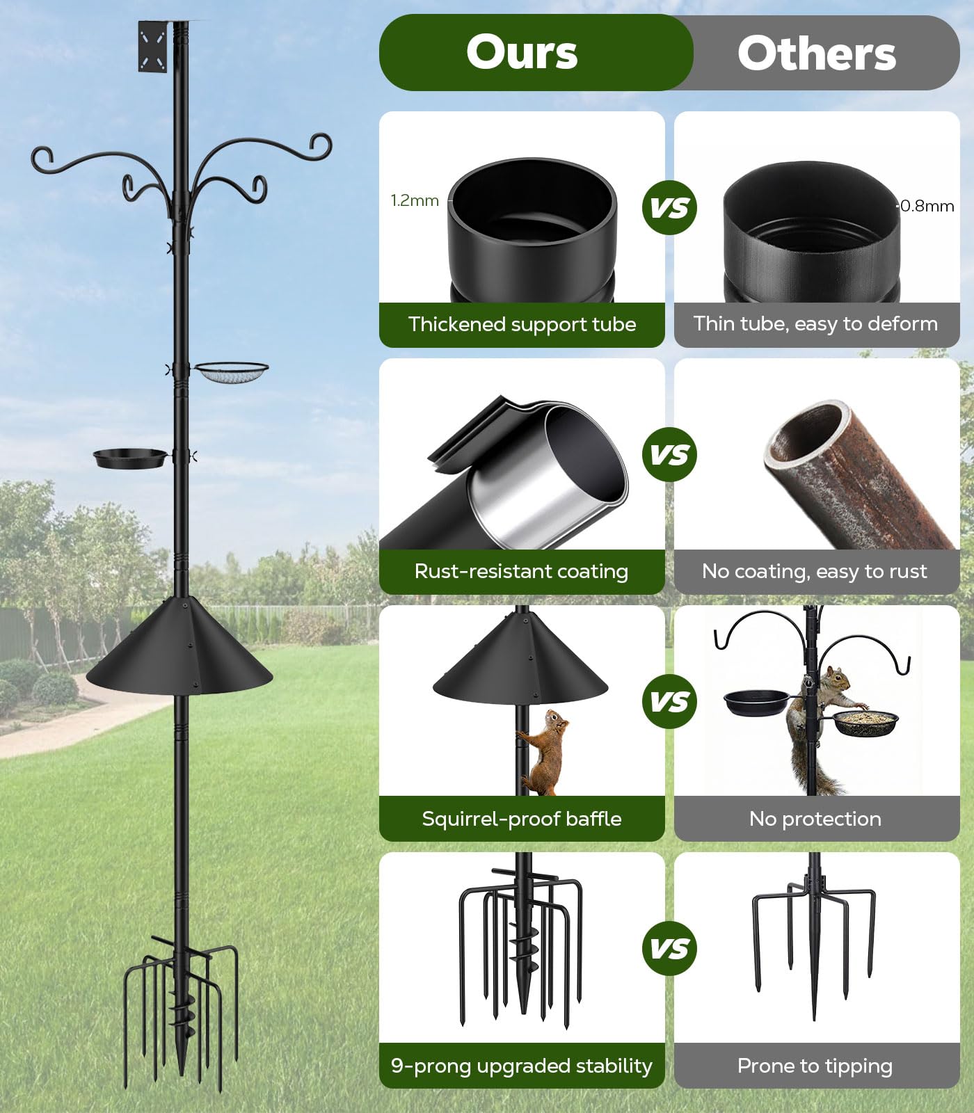 MoKo height-adjustable pole sets let you create layered feeding layouts.