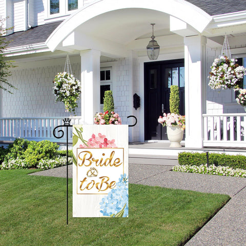 Mokonate Bride to Be flag on lawn for yard party decor.