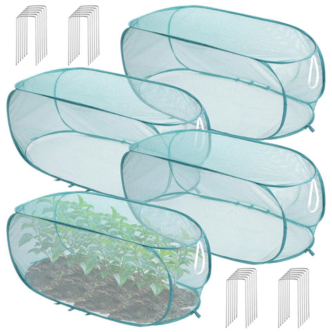 Molain pop-up garden cover setup protects vegetables from birds while preserving airflow.