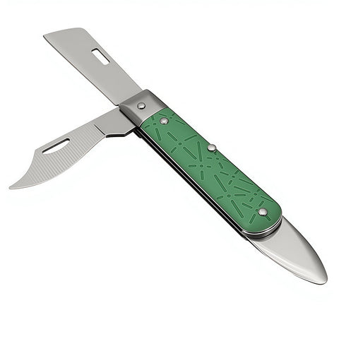 MoldFun grafting knife with double blades in open position for precise grafting tasks.