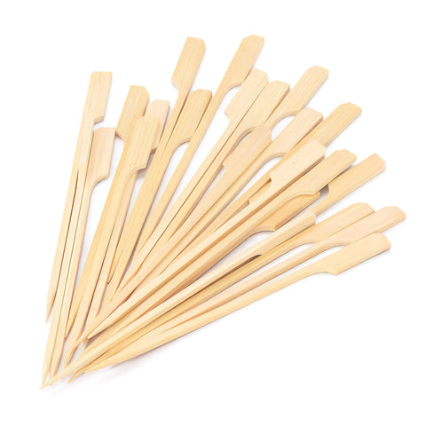 MOLFUJ 4-7 inch bamboo skewers with paddle handle for easy cocktail garnishes.