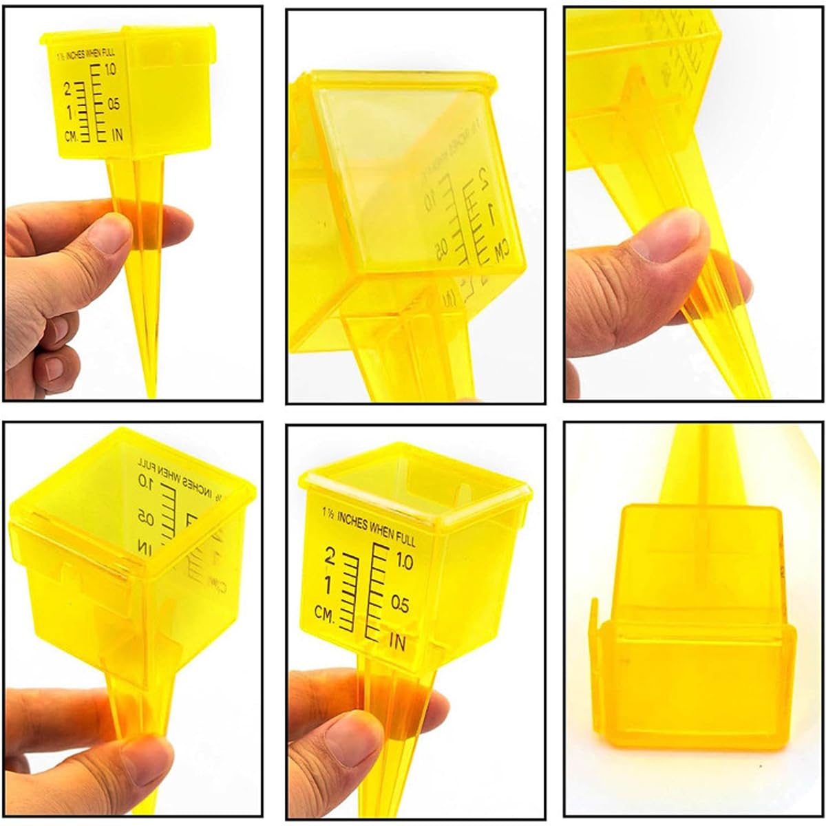 Mollensiuer rain gauge cm-in scale readouts aid easy rainfall tracking in gardens.
